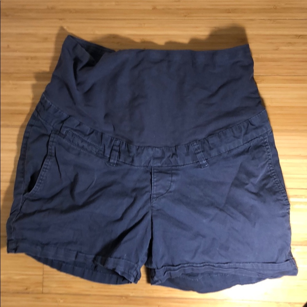 Navy Maternity Shorts (over the belly)